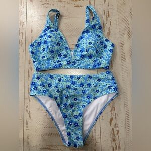 NWOT Shein Blue Floral Bikini Set
